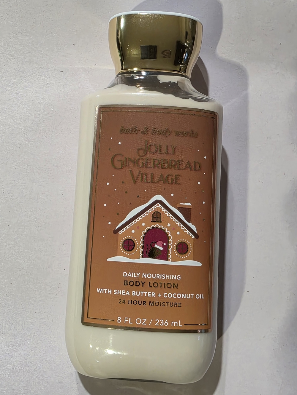 Bath & Body Works Jolly Gingerbread Village Lotion - Cream & Gold Accents